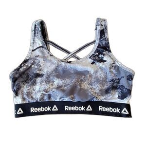 Reebok Womens Sz Small Strappy Sport Bra Mottled Gray